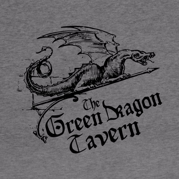 Green Dragon Tavern, Black, Transparent Background by Phantom Goods and Designs